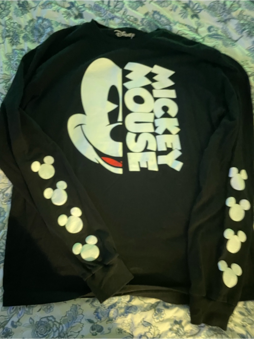 Disney Black Long Sleeve Mickey Mouse Graphic Tee